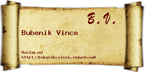 Bubenik Vince névjegykártya